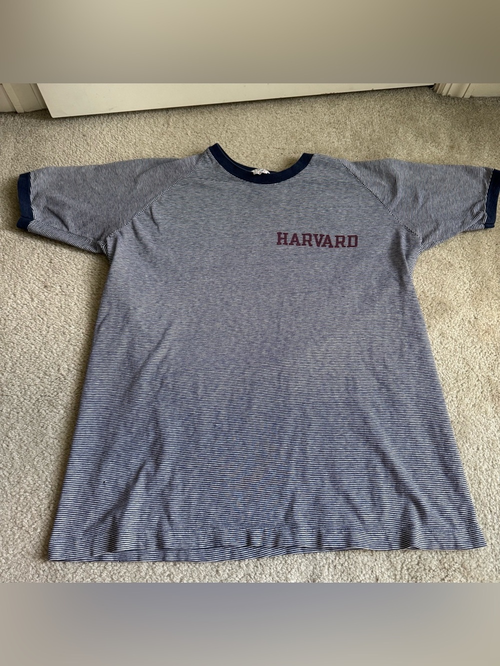 Vintage Champion Striped Harvard Ringer Tee 1970s Made in the USA Cotton